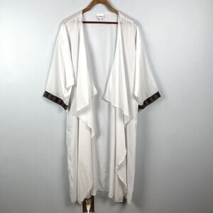 Lularoe Shirley long white layering piece with embroidered cuff detail